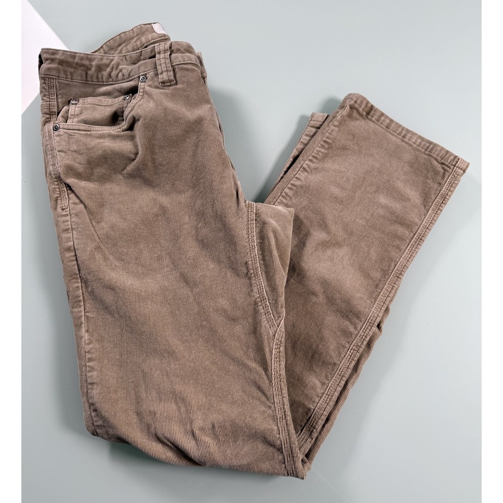 Mountain khaki Slim  Fit Corduroy Pants Men's Tan Flat Front Preppy -33x30